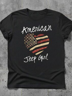 American Jeep Girl Shirt, Patriotic USA Jeep Lover Tee, Vintage American Flag